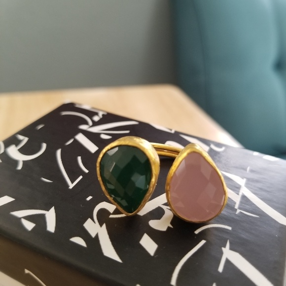 Moroccan DOUBLE STONE RING..24K PLATED - Picture 4 of 7